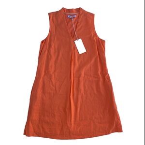 Womens TOMMY BAHAMA Orange Sleeveless Linen Blend Shift Dress w/Pockets Medium